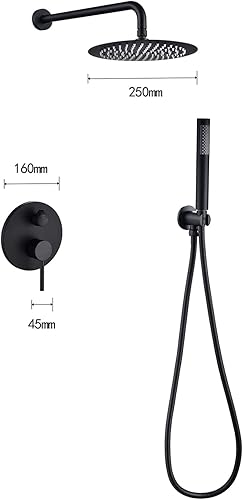 Miniatura 9 de LFGUD Juego de grifo de ducha de lluvia para baño, color negro mate, cabezal cuadrado de 8 pulgadas con kit de cabezal de ducha de mano, válvula de