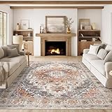 befbee Washable Area Rug 8x10, Large Soft Rugs for Living Room Stain Resistant Non-Slip Backing Rugs for Bedroom, Vintage Clearance Large Area Rug (Turmeric/Grey,8'x10')