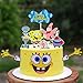 YKKJ Cupcake Toppers,Toothpick Flags 9 Piezas Bob Esponja Decoración de Topper de la Magdalena Bodas Cumpleaños para Niños para Banquetes de Magdalenas Boda Favores de la Boda Decoración