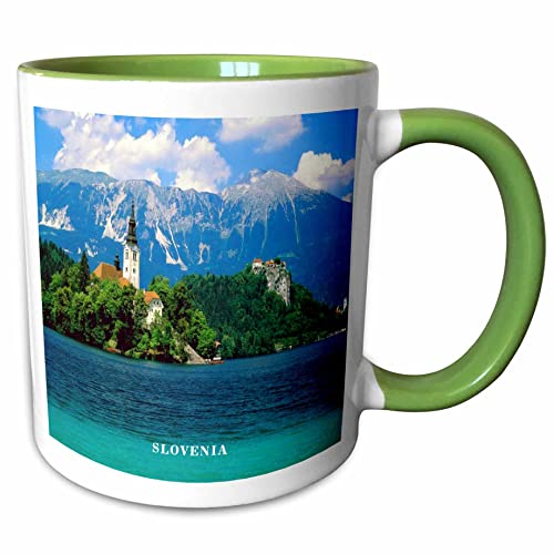 3dRose Lake Bled Slovenia 11oz Two-Tone Green Mug