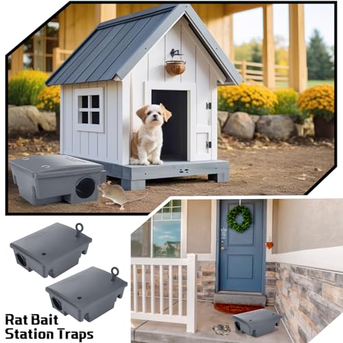 Image of Qualirey 12 Packs Rat Bait Stations Rodent Traps Outdoor Indoor, Grey