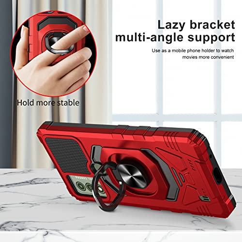 Ailiber For Wiko Voix Case, Wiko Voix U616At Phone Case With Screen Protector Tempered Glass, Ring Kickstand For Magnetic Car Mount, Military Grade Rugged Shockproof Protector Cover For Wiko Voix-Red #TOP1