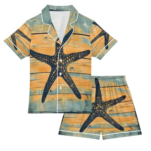 senya Pajama Sets Silky Button Down Nightwear Sleepwear Size 5-14 Years Starfish Board