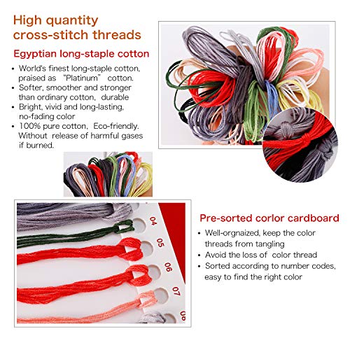 Image of Printed Cross Stitch Kits 11CT 24X19 inch 100% Cotton Holiday Gift DIY Embroidery Starter Kits Easy Patterns Embroidery for Girls Crafts DMC Stamped Cross-Stitch Supplies Needlework Sunflower