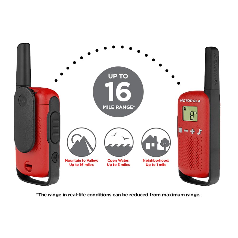 Motorola Solutions Talkabout T110, Kids Two-Way, Boys Girls Walkie Talkie Safety & Privacy Easy Pairing, 16 Mile, 2 Pack