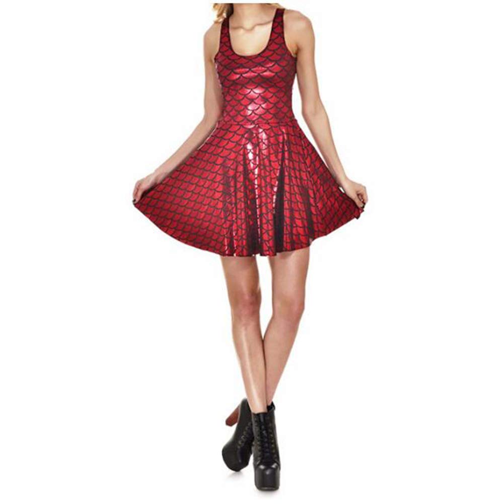 Cxd Shiny Mermaid Tail Fish Scales Women Sleeveless Pleated Skater |  Desertcart INDIA