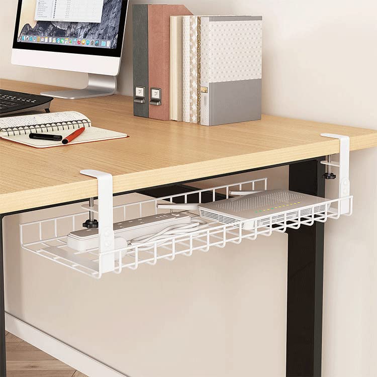 Taca do zarządzania kablami bez wiercenia, pod biurkiem, stojaki na kable i listwy zasilające, łatwa instalacja, czarne, 48 cm, uporządkowane rozwiązanie do przestrzeni roboczej, 4 szt