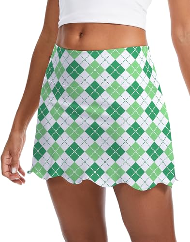 Image of M MOTEEPI 14 inch Scalloped Hem Skorts for Women with Pockets High Waisted Tennis Golf Athletic Skirt with Shorts 2026