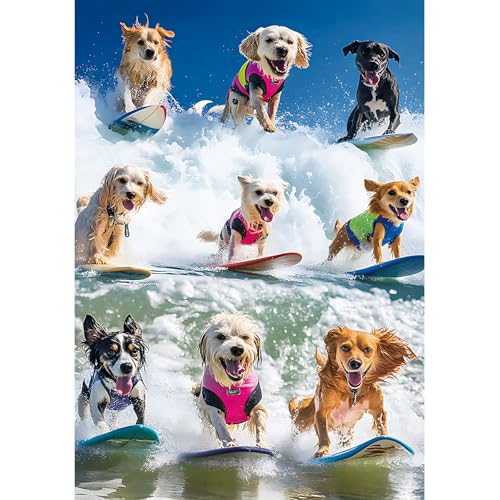 2000-Piece Surfing Dogs Puzzle, Beach Scene, 39" x 28