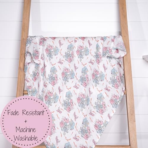 Image of LollyBanks Baby Blanket, 100% Cotton Muslin Swaddle for Baby Girls, Soft and Breathable 47 x 47 Inches Receiving Blanket, Lightweight Newborn Swaddle, Newborn Essentials Must Haves (Lotus Print)