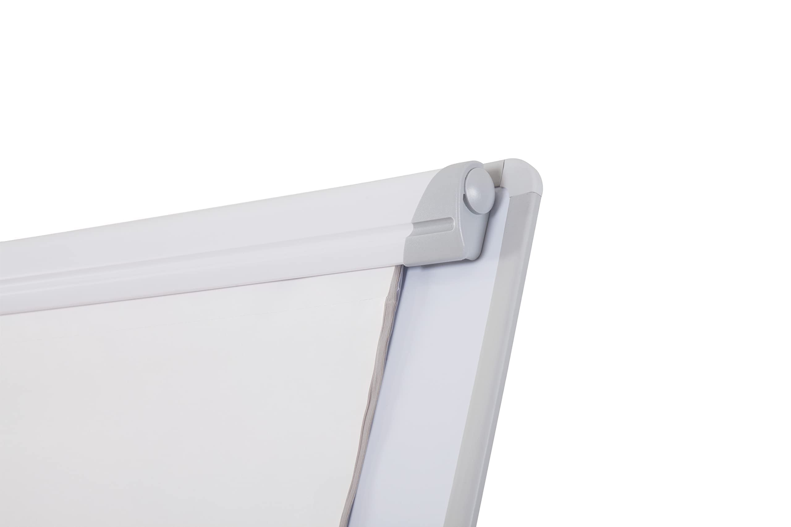 Bi-Joy Whiteboard, nicht magnetisch, mit Stativständer, 70 x 100 cm, grauer Rahmen, mit Tablett und verstellbarem Clip für Blöcke