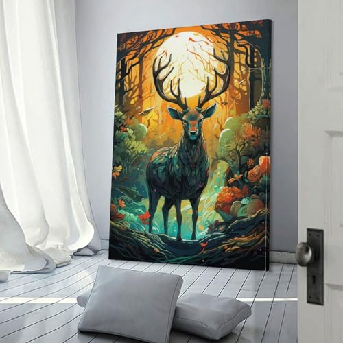 Impression sur toile élan déco murale moderne chambre 16x24inch