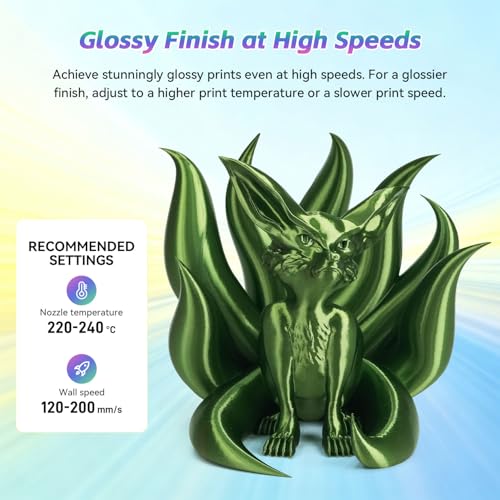 Image of FLASHFORGE Silk+ PLA Filament 1.75mm Green, Silky Texture 3D Printing Filament, Enhanced Layer Adhesion with Stunning Surface Finish; Chrome-Like Brilliance and Silk-Smooth Perfection