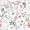 EeeComing Pink Floral Wildflowers Wallpaper Peel and Stick Removable Pink Botanical Wallpaper for Nursery Girls Bedroom Self Adhesive Floral Contact Paper for Walls Cabinets 17.7''x78.7''