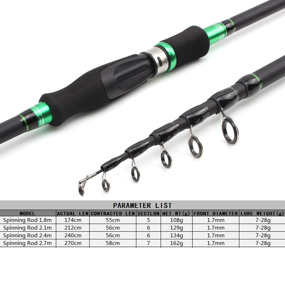 Rodilla de Pesca telescópica 1.8-2.7m Mini fundición de Giro Ultraligero Fibra de Carbono Carpa Mar Jigging Equipo de CaitCasting Poste