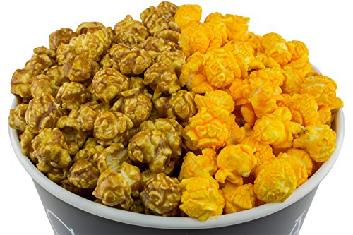 Signature Popcorn - Gourmet 1-Gallon Blue Chicago Skyline Reusable Plastic Bucket Tin - Half Caramel Half Cheddar Cheese Flavor - Holiday, Party & Corporate Gift