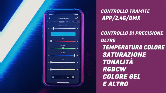 Tubo Luce LED TL60 RGBWW - Per Foto/Video, Controllo APP/DMX, Batteria, Effetti Pixel - Foto 11
