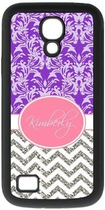 Zig Zag Purple Vintage European Pattern and Grey Chevron Splice Vs Pink Monogram Personalized custom PhoneCase For Samsung Galaxy S4 mini I9192/9198