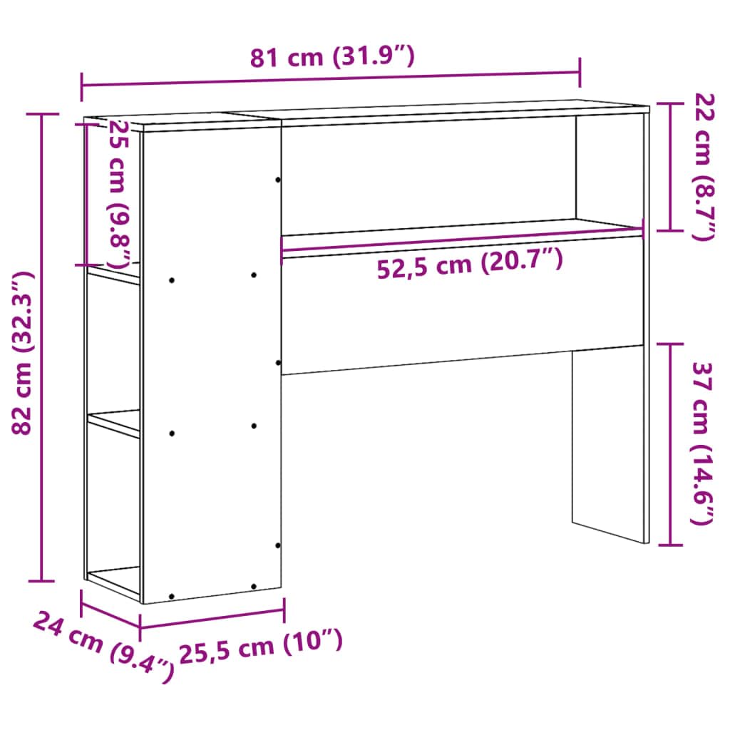 vidaXL Wezgłowie do łóżka, z półkami, 75 cm, lite drewno sosnowe