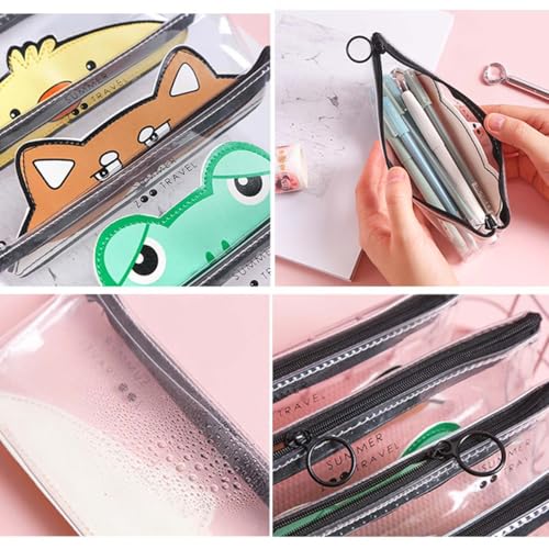 Image of Small Pencil Pouch Maekeup Transparent Dog Animal Pen Bag Women Office Stationery Comestic Bag