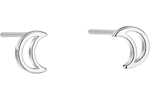 925 Sterling Silver Tiny Star/Crescent Moon/Petite Heart Stud Earrings for Women