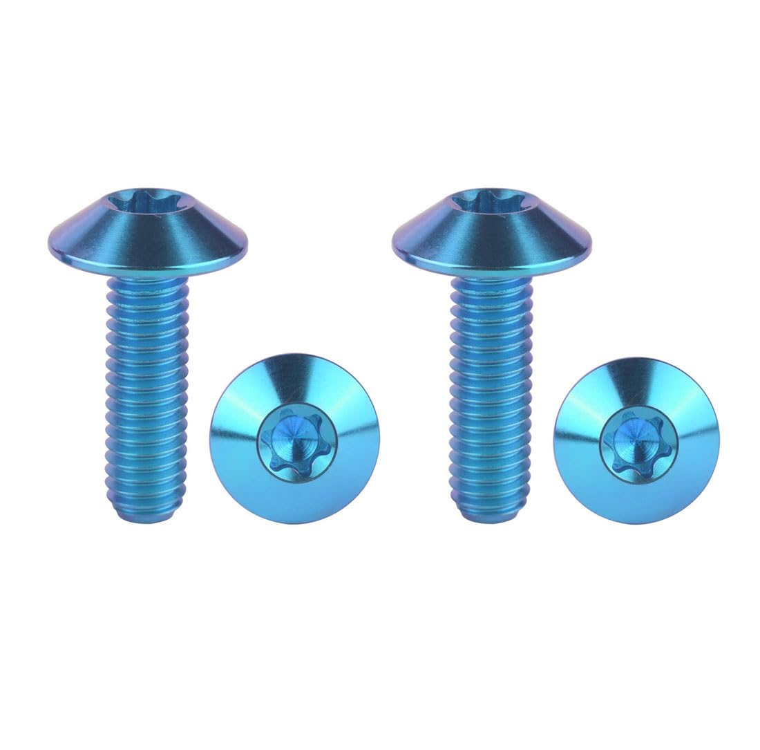 VAMUOEFL Titanium Bolt M5 M6x12 15 20mm Button Torx Head T25 30 Screw for Bicycle Motorcycle 4Pcs (Blue, M5x20mm)