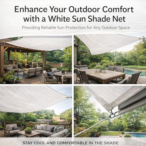Bâche coupe-vent en maille avec œillets protection UV blanc - 8