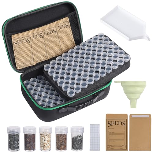 Seed Storage Box, Portable Seed Saving Box, Sturdy Seed Organizer Kit Seed Envelopes Funnel Label, Seed Container for Flower Plants Vegetable Seed, L-120 Slots