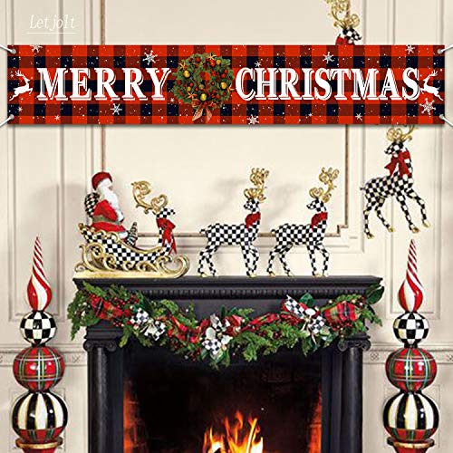 Merry Christmas Banner Christmas Eve Signs Huge Banner Decorations Giant Happy New Years Supplies Fence Yard Sign Outdoor Decorations Photo Backdrop 6 Feet