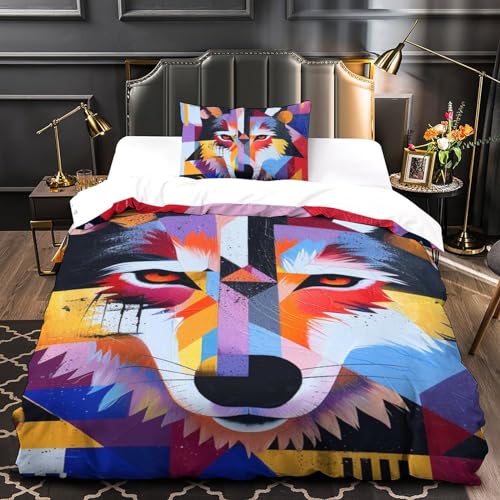 Parure de lit loup 3D microfibre 135x200 avec fermeture éclair - 4