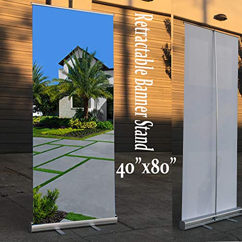 Tiger-Hoo Retractable Roll up Banner Display Stand (40"x80") with padded canvas bag for trade show and store display