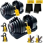 MotionGrey 10-90LB Adjustable Dumbbell Set (Single/Pair)| All-in-One Space-Saving Dumbbells with 15 Settings|Compact Weights for Home Gym Workout Fitness Equipment | Includes Jump Ropes & Hand Grips
