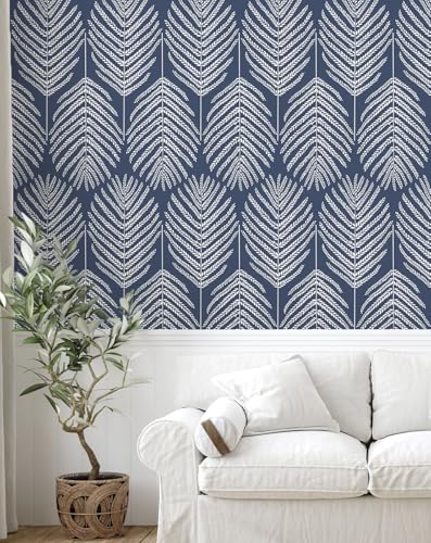 Fititem 393inL 17.3inW Blue Peel and Stick Wallpaper Coastal Boho