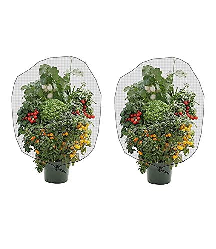 Tiardey 2PCS Insect Bird Barrier Netting Mesh mit Kordelzug - Garden Bug Netting Pflanzenschutz zum Schutz von Pflanzenfrüchten Blume vor Insektenvogelessen