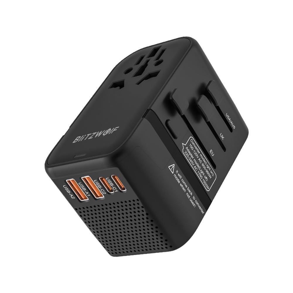Internationaler Reisestecker-Adapter 4AC 2USB-C 2USB-A Spannungswandler