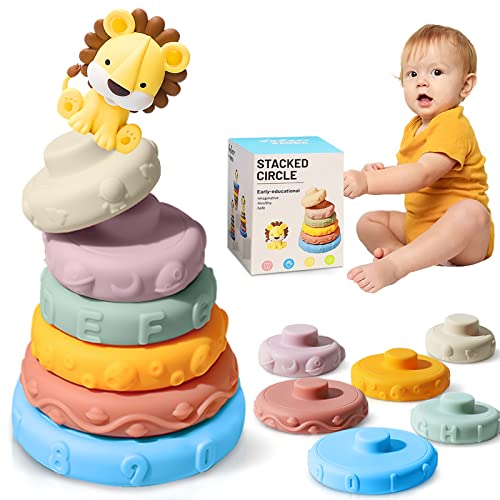 Image of Baby Stacking Ring Toys for Infant 6-9-12 Months Old, Newborn Esssentials Montessori Sensory Teething Stacker, Boys &Girls Early Educational Learning Development Stackable Toy for Age 1 Year Gifts