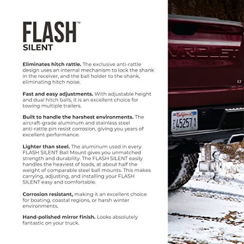 Fastway Flash Stbm Dt-Stbm6400 Adjustable Silent Tow Ball Mount With 4 Inch Drop, 2 Inch Shank, And Chrome Plated Balls #TOP6