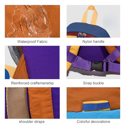 Mochila pequeña para senderismo ligera con diseño color-block miniatura 5