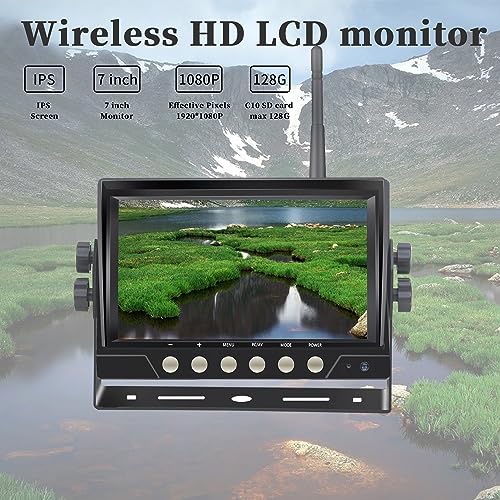 Kit de sistema de câmera de backup digital 1080P - transmissão sem fio de 200M, tela AHD IPS de 7 po