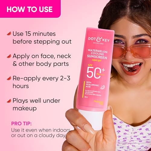 Dot & Key Watermelon Hyaluronic Cooling Sunscreen SPF 50 PA+++| for Oily, Normal & Combination Skin | UV + Blue Light Protection | Lightweight | No... - Image 7