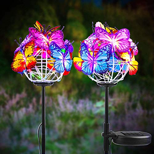 AUKUYEE Luces LED Solares para Jardín Exterior 2pcs, Luces Solares Mariposas para Decoración (HBM012)