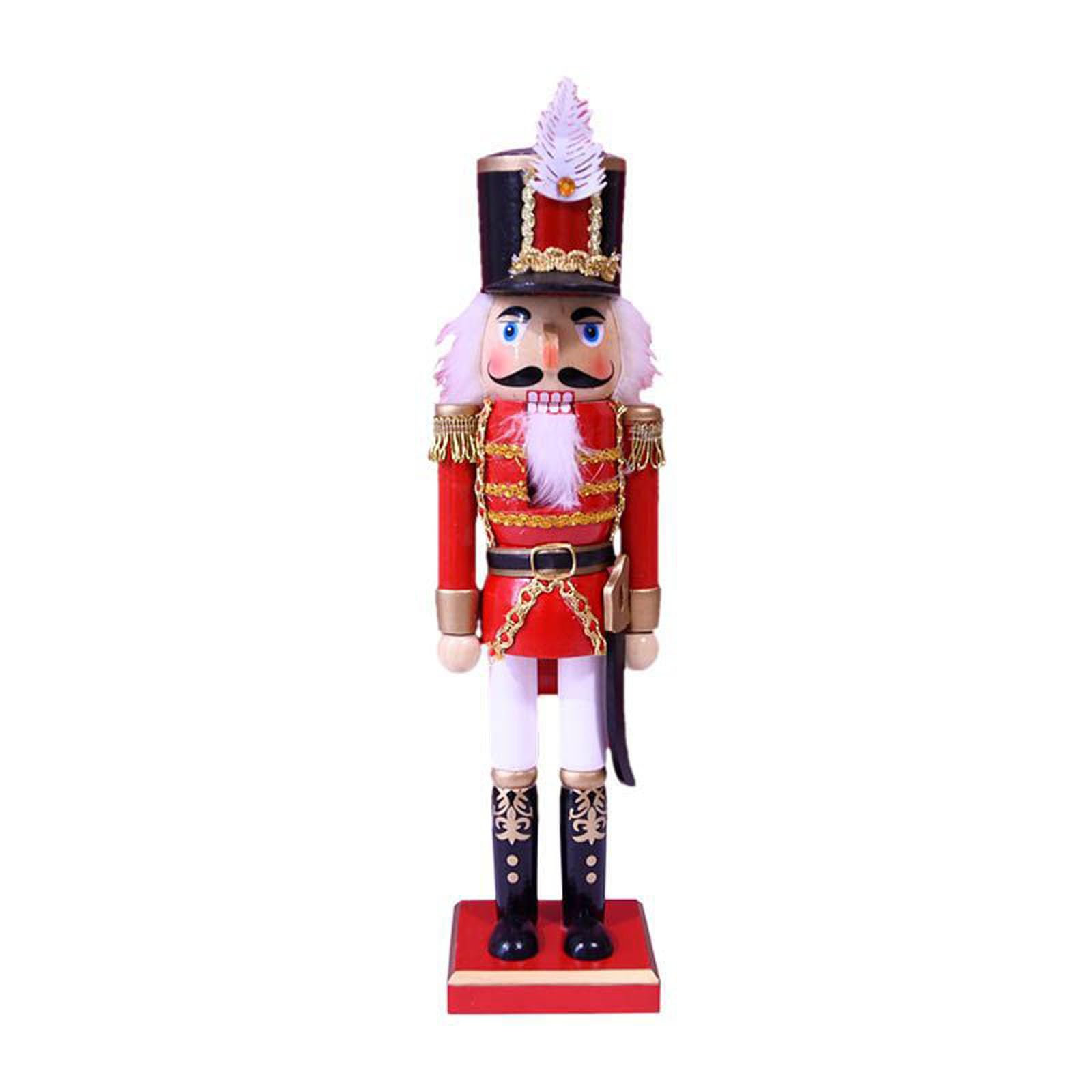 Elnwnnkc 14 Inch Wooden Feather Ornaments Soldier Doll Figurine Puppet Toy Christmas Decorations Holiday Home Decor Christmas Soldier