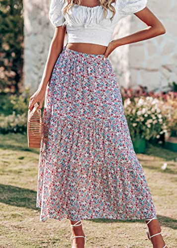 Image of KIRUNDO Maxi Skirts for Women Summer Boho Floral Long Skirt