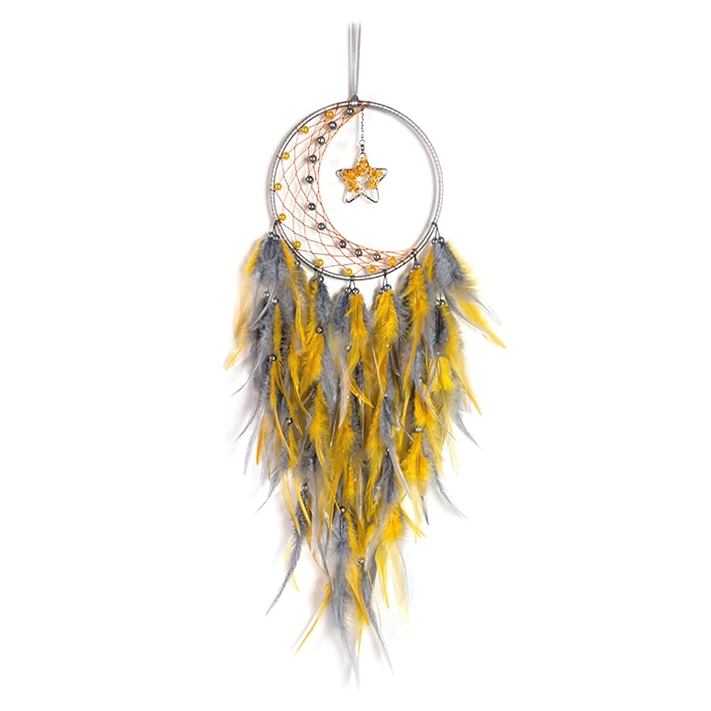 CTRLZS Dream Catcher with Star Pendant Dream Catcher for Bedroom, for Wall Hanging Craft Gifts Yellow