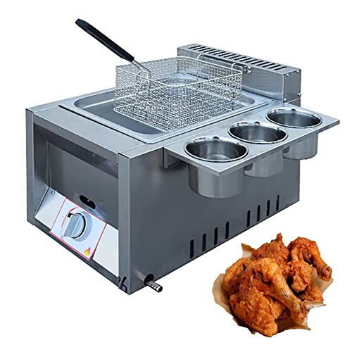 CZAOERXB Freidora a Gas Profunda de 6 l/6 l+6 l con Cesta, freidora a Gas GLP Comercial, Material de Acero Inoxidable, para Papas Fritas, Restaurante, Cocina casera (tamaño: 6 l+1 Cesta FRI