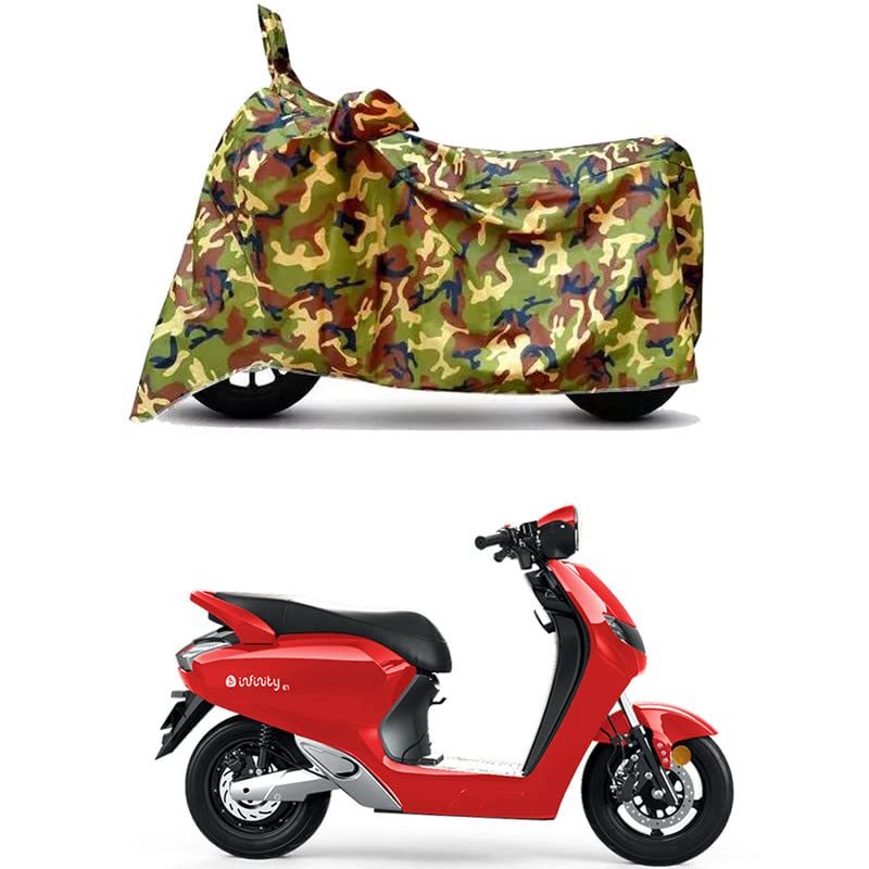 Image of Waterproof 100% PVC Coated Bike Scooty Two Wheeler Body Cover Compatible for Bounce Infinity E1 /UV-Rays /Heat Protection /Birds Dropping /Scratchproof /Dust Proof /All Varient[6X6 Jungle Print]