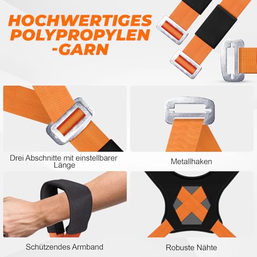 Yirilan 2 Personen Tragegurt, Verstellbare Armhebegurte Tragegurte Umzug mit Schwamm-Weste, Transportieren und Bewegen von Möbeln, Haushaltsgeräten, Matratzen usw, Tragfähigkeit 380 kg (orange)