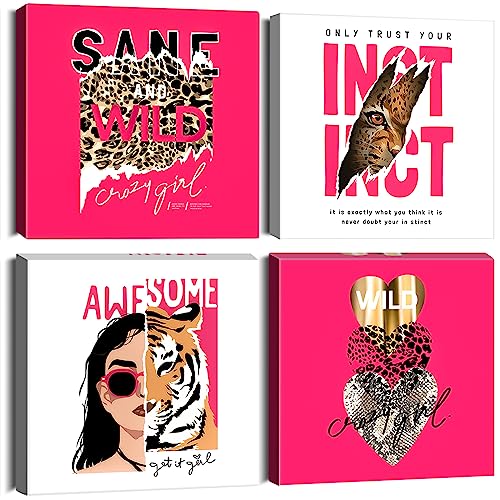 Image of Sungeek Canvas Wall Art Prints 4 Pieces Modern Picture Framed Artwork Paintings for Bedroom Living Room Kitchen 30x30cm Home Wall Decoration Paintings (Female Power)
