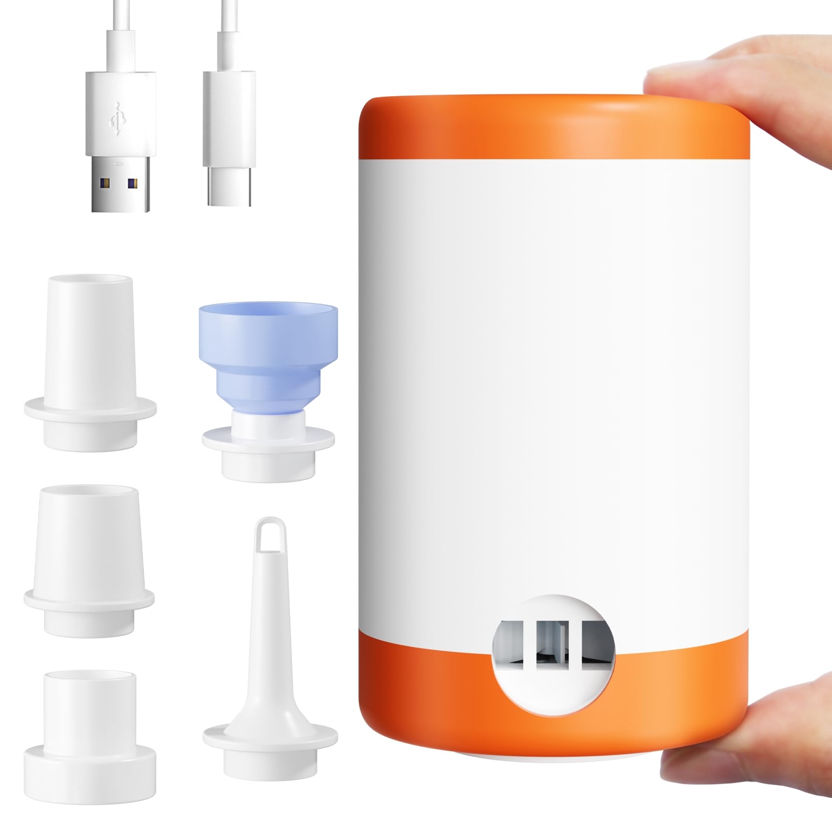 Portable Inflator and Deflator Pump for Air Mattresses, Inflatables, and Vacuum Bags – Battery Powered, Rechargeable Mini Air Pump with USB Charging, Cordless, Fast Inflation for Pool Floats