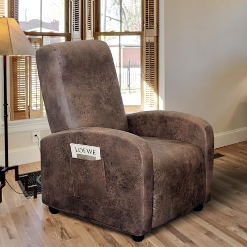 Image of ANARACHON Recliner Chair Covers Leather Look Recliner Cover 4-Piece Slipcovers for Small Reclining Chair Furniture Protector for Kids Dogs Pets Spandex Fabric Washable (1 Small Seater, 02 Brown)